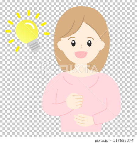 一個想出一個主意的女人的插圖素材 117685374