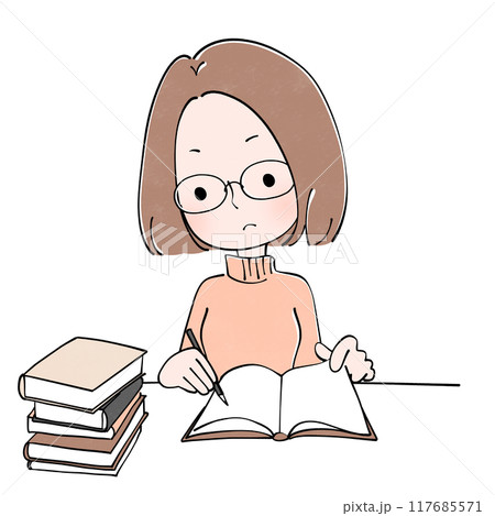 勉強をする女性 117685571