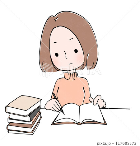 勉強をする女性 117685572