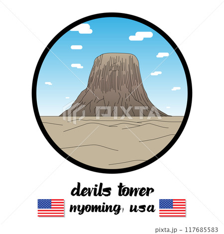 Circle Icon Devils Tower. Vector illustration 117685583