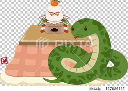 ヘビとこたつ　ピンク系 117686135