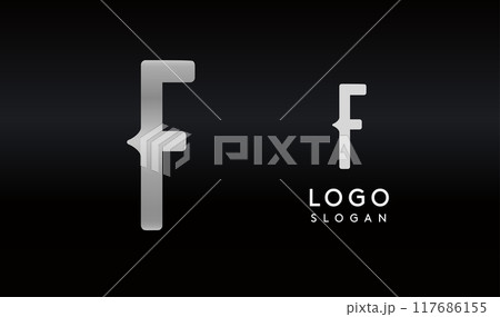 Stylized letter F with sharp, abstract cuts like bullet passing trail through letter for modern sleek logo design, creative agencies branding, tech startup, corporate identity. Vector illustration. 117686155