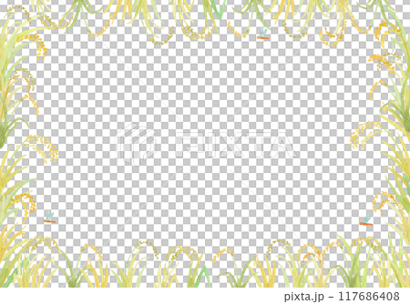 水彩絵の具で描いた稲穂の背景 水彩絵の具で描いた稲穂の背景 117686408