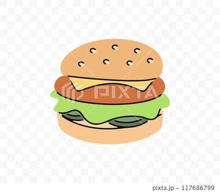Burger, hamburger or cheeseburger, graphic design. Fast food, food and meal, vector design and illustration 117686799