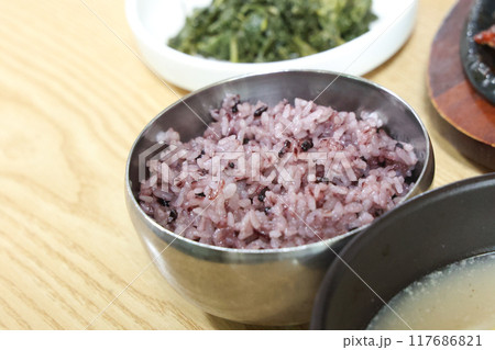 korean meal steam purple rice korean meal steam purple rice 117686821