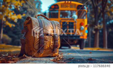 Positioned near the school bus, the bag seems to be waiting 117686840