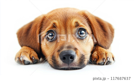 かわいい子犬のアップ かわいい子犬のアップ 117687637