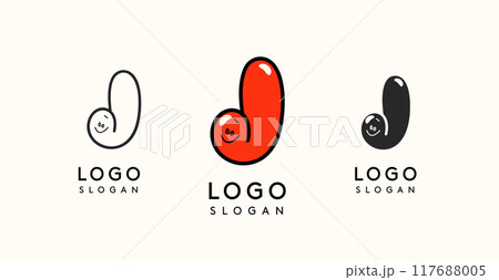 Playful cartoon letter J with glossy, bubbly appearance, available in silhouette, contour, colored versions. Perfect for children's brand, entertainment company, creative studio. Vector illustration. Playful cartoon letter J with glossy, bubbly appearance, available in silhouette, contour, colored versions. Perfect for children's brand, entertainment company, creative studio. Vector illustration. 117688005