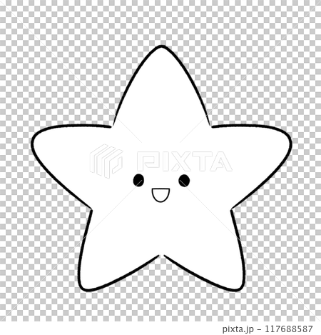 白黒 顔つきのかわいい星のイラスト素材 [117688587] - PIXTA