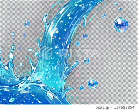 背景透明な青の水しぶきと水のエネルギーPNG CG 背景透明な青の水しぶきと水のエネルギーPNG CG 117688854