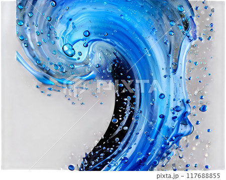 背景透明な青の水しぶきと水のエネルギーPNG　CG 117688855