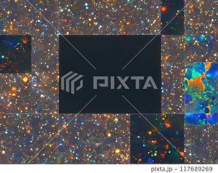 ラグジュアリーな黒背景招待状レーム風キラキラ螺鈿真珠貝の背景壁紙 117689269