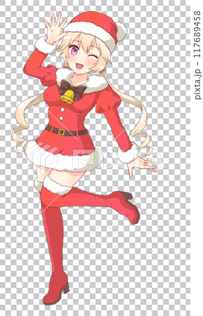 萌動漫風格人物站立圖聖誕老人cosplay女孩 萌動漫風格人物站立圖聖誕老人cosplay女孩 117689458