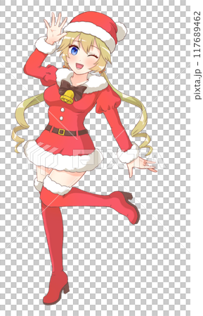 萌えアニメ風キャラクター立ち絵 サンタコスプレの女の子 萌えアニメ風キャラクター立ち絵 サンタコスプレの女の子 117689462