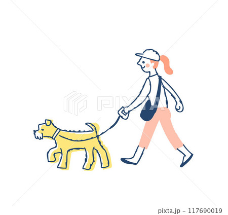 犬の散歩をしている女性 117690019