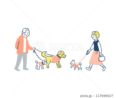 犬の散歩をしている人たち 117690027