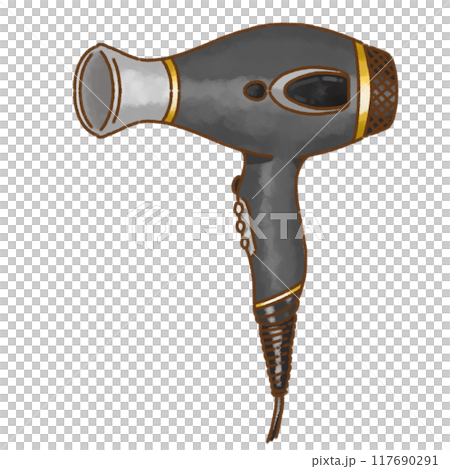 Simple black hair dryer 117690291