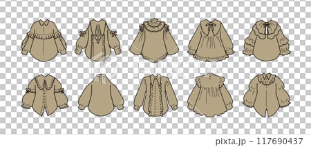 Brown frill blouse illustration set 117690437