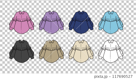 褶邊襯衫插圖集 117690527