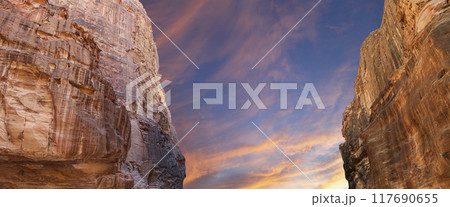 Mountains of Petra, Jordan, Middle East. Petra has been a UNESCO World Heritage Site since 1985 117690655