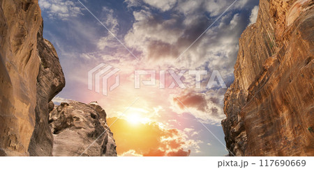 Mountains of Petra, Jordan, Middle East. Petra has been a UNESCO World Heritage Site since 1985 117690669