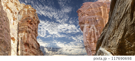 Mountains of Petra, Jordan, Middle East. Petra has been a UNESCO World Heritage Site since 1985 117690698