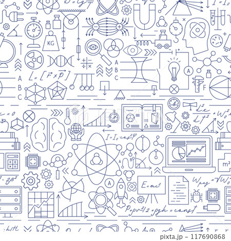 Physics Science Line Seamless Pattern Physics Science Line Seamless Pattern 117690868