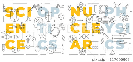 Science Nuclear Physics Line Banner Science Nuclear Physics Line Banner 117690905
