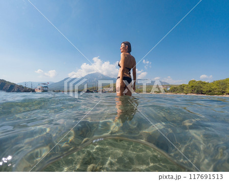 Sea summer landscape. Travel and Holiday concept. Sea summer landscape. Travel and Holiday concept. 117691513