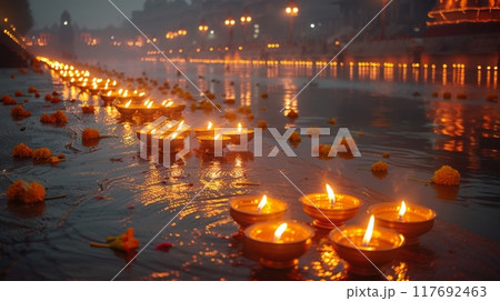 Ganges Aarti Festival in India 117692463