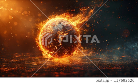 Earth in Danger. fire in earth ball 117692526