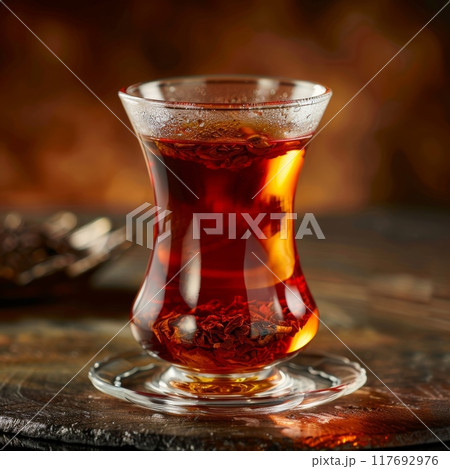 The tea is in the style of a traditional Turkish black tea against the backdrop of Istanbul. 117692976