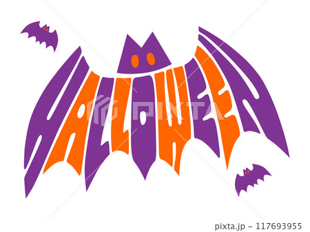 ハロウィンのコウモリの形のレトロなタイポグラフィ ハロウィンのコウモリの形のレトロなタイポグラフィ 117693955