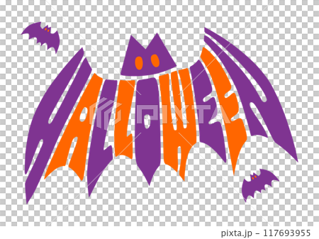 ハロウィンのコウモリの形のレトロなタイポグラフィ ハロウィンのコウモリの形のレトロなタイポグラフィ 117693955