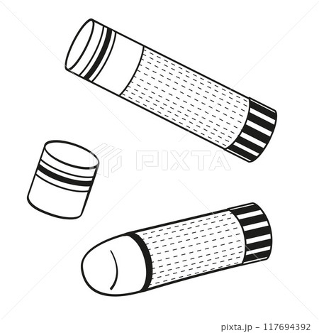 two glue stick, one of them open and one closed 117694392