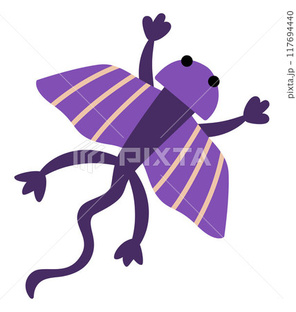 Vector flying lizard icon. Cute dinosaur with wings illustration for kids. Funny dino clipart for children isolated on white background. Cartoon prehistoric animal picture. Flying purple reptile Vector flying lizard icon. Cute dinosaur with wings illustration for kids. Funny dino clipart for children isolated on white background. Cartoon prehistoric animal picture. Flying purple reptile 117694440