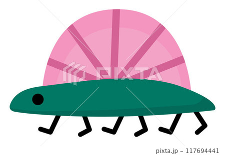 Vector prehistoric animal icon. Cute dinosaur illustration for kids. Funny dino clipart for children isolated on white background. Cartoon abstract lizard or dragon 117694441