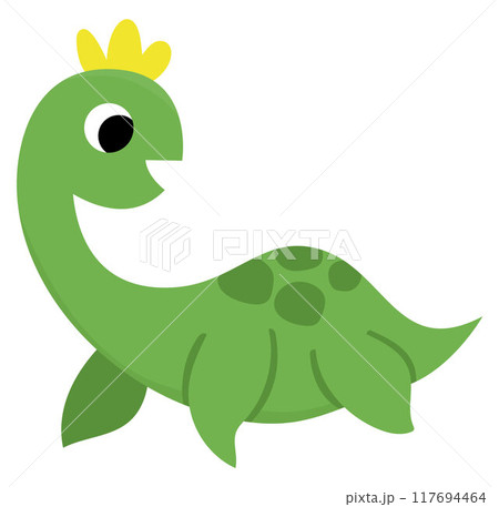 Vector baby plesiosaur icon. Cute little aquatic dinosaur illustration for kids. Funny ocean dino kid with long neck clipart for children isolated on white. Cartoon prehistoric sea animal child Vector baby plesiosaur icon. Cute little aquatic dinosaur illustration for kids. Funny ocean dino kid with long neck clipart for children isolated on white. Cartoon prehistoric sea animal child 117694464