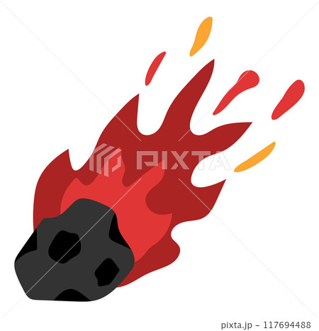 Vector asteroid icon isolated on white background. Cartoon comet clipart. Space design element. Meteor picture for kids 117694488