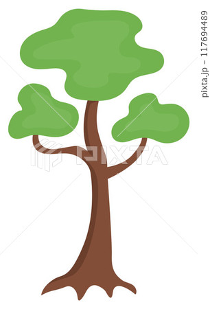 Cute tree illustration. Vector green plant icon. Woodland or forest picture. Funny greenery element for kids isolated on white background 117694489