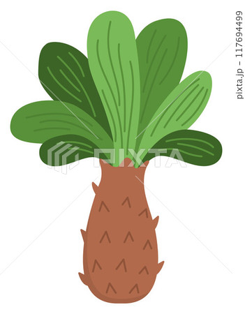 Cute palm tree illustration. Vector tropical plant icon. Treasure island or prehistoric land picture. Funny pirate or dinosaur party element for kids isolated on white background 117694499