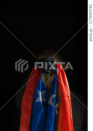 Hand power flag, resistance for democracy in Venezuela, violation of human rights 117694740