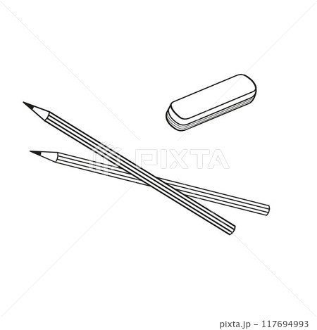 two  pencils and an eraser 117694993