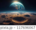 月面から見た地球の出 117696067