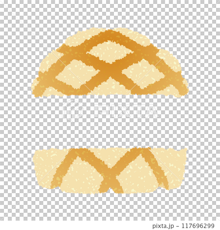 手繪風格可愛瓜麵包半切三明治 117696299