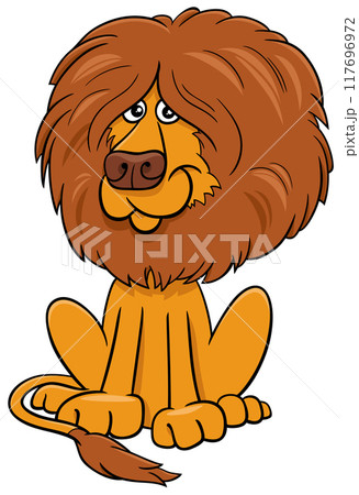 cartoon lion funny wild animal character 117696972
