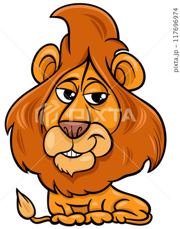 cartoon funny lion wild animal character cartoon funny lion wild animal character 117696974