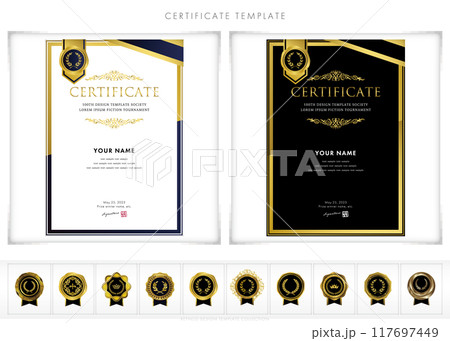 賞状、招待状、表彰状の縦型デザインテンプレート226 117697449