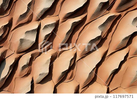 Layered rock surface with unique features.AI Generated 117697571