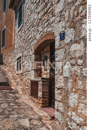 A small street on the Adriatic coast in the old town of Vrsar Croatia 08.07.24 A small street on the Adriatic coast in the old town of Vrsar Croatia 08.07.24 117698962